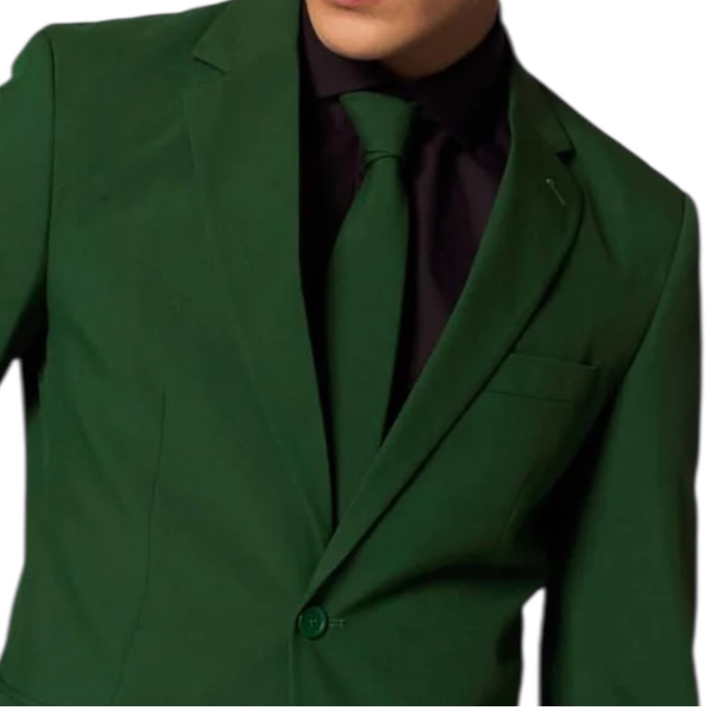 OppoSuits Clip-On Tie, Dark Green with Dark Purple on‎ the Underside, 16”L, 2”W